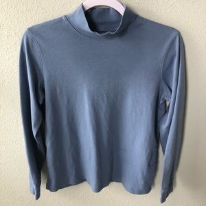 LL Bean Light Blue 100% Cotton Turtleneck Top